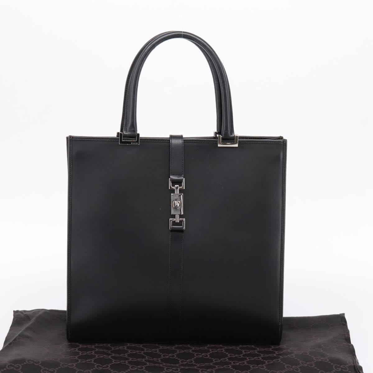 GUCCI Jackie Hand Bag Leather Black Silver 002 1064 Auth 204625V