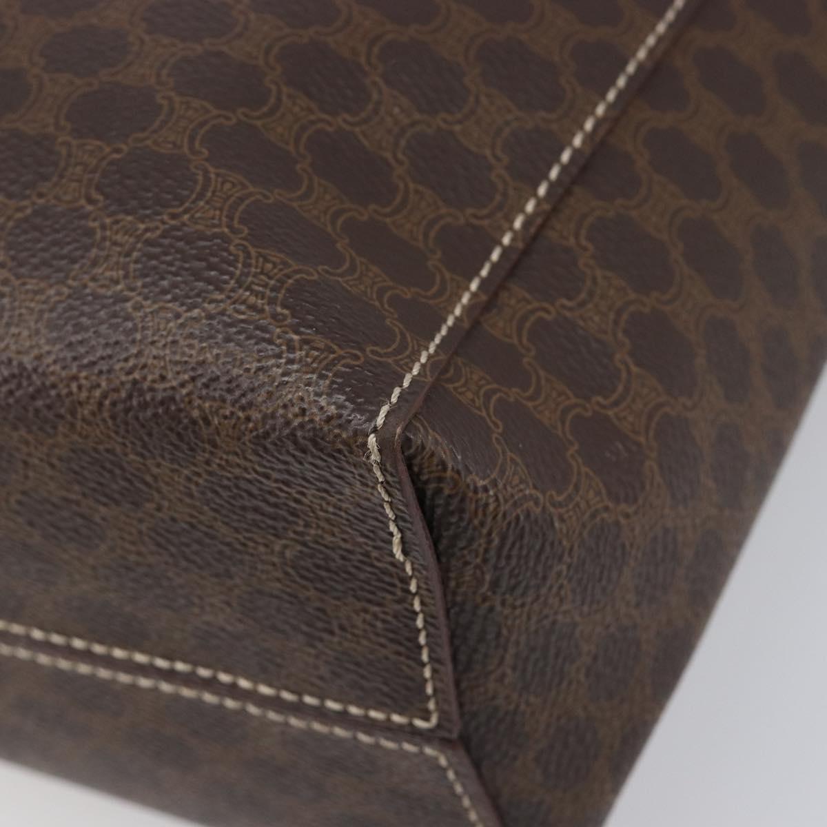 CELINE Macadam Hand Bag PVC Leather Brown Gold Tone Auth 204628V
