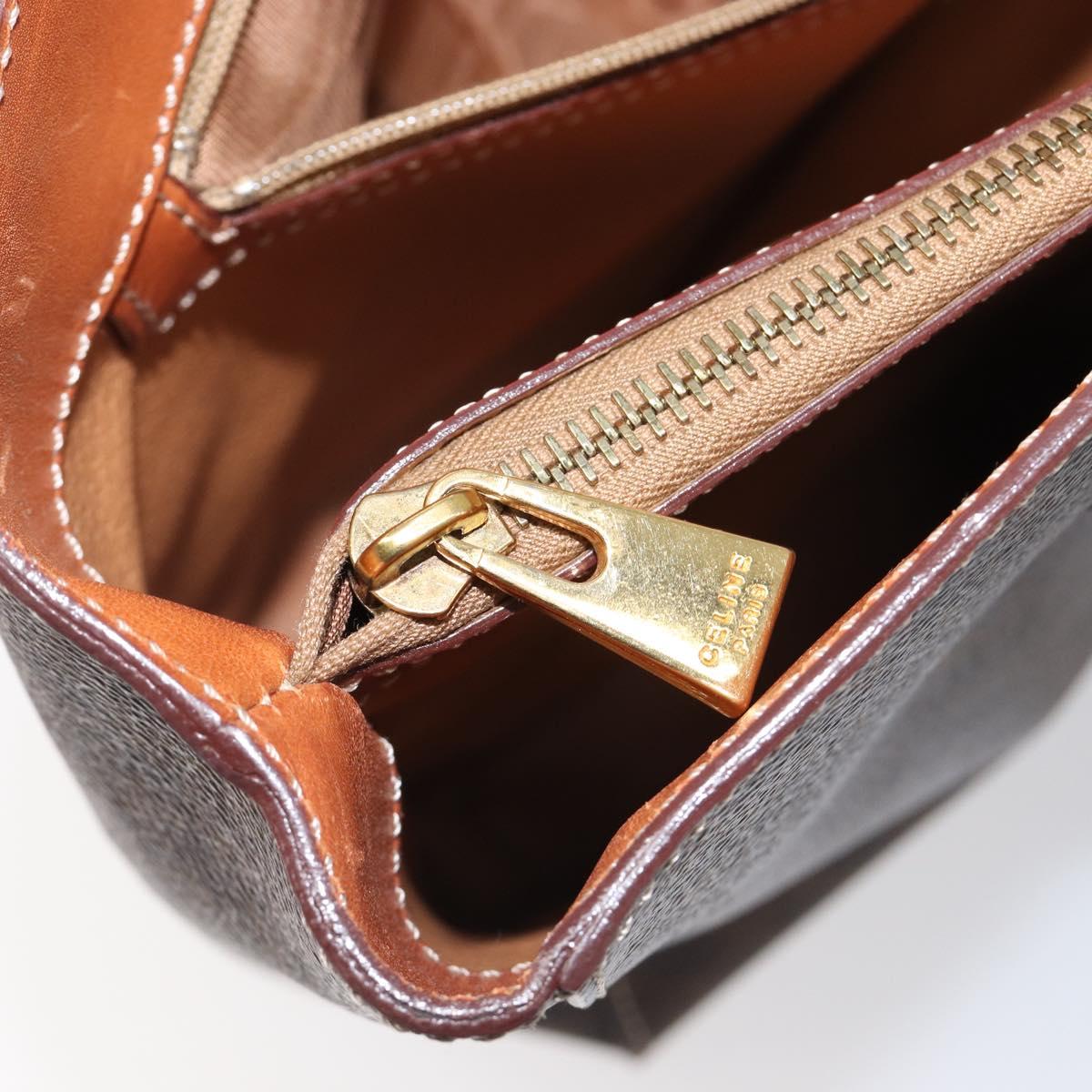 CELINE Macadam Hand Bag PVC Leather Brown Gold Tone Auth 204628V
