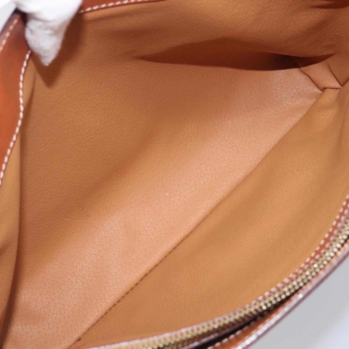 CELINE Macadam Hand Bag PVC Leather Brown Gold Tone Auth 204628V