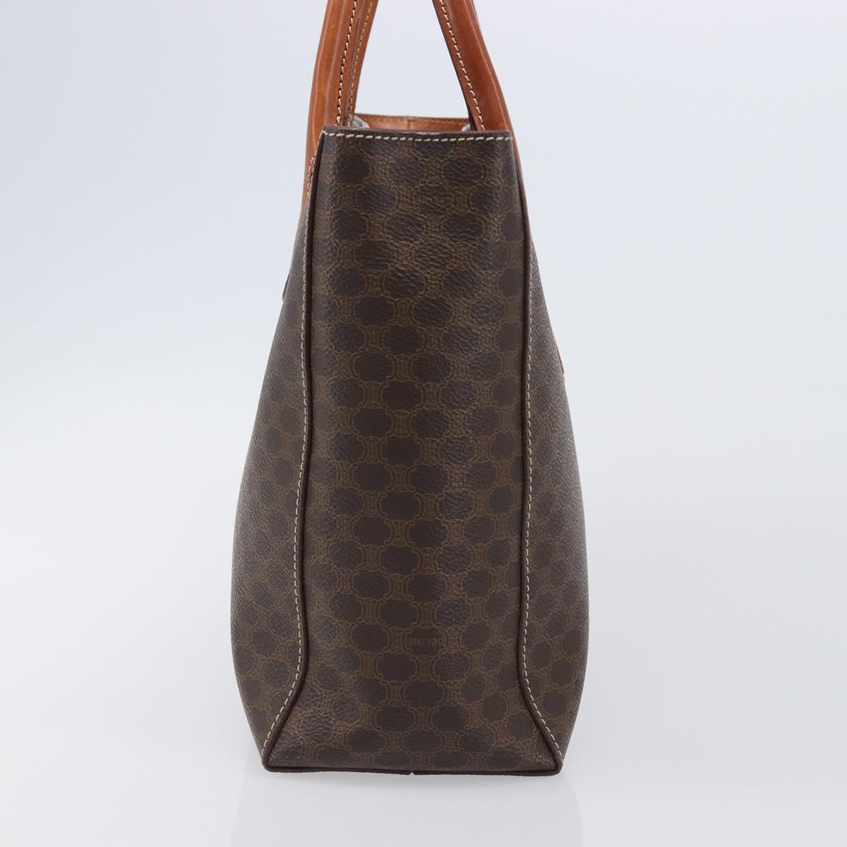 CELINE Macadam Hand Bag PVC Leather Brown Gold Tone Auth 204628V