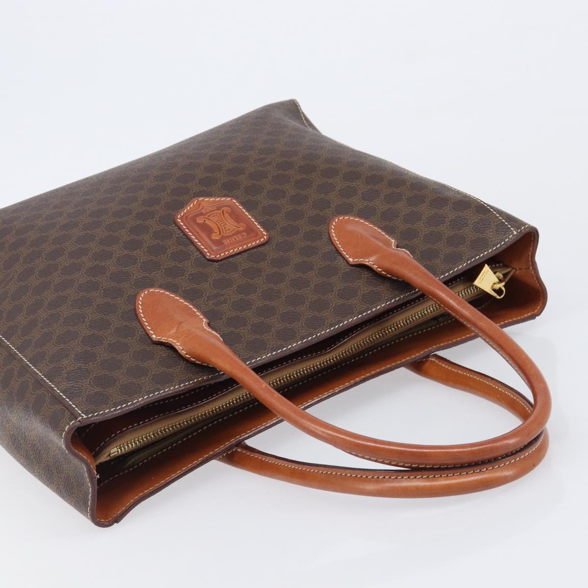 CELINE Macadam Hand Bag PVC Leather Brown Gold Tone Auth 204628V