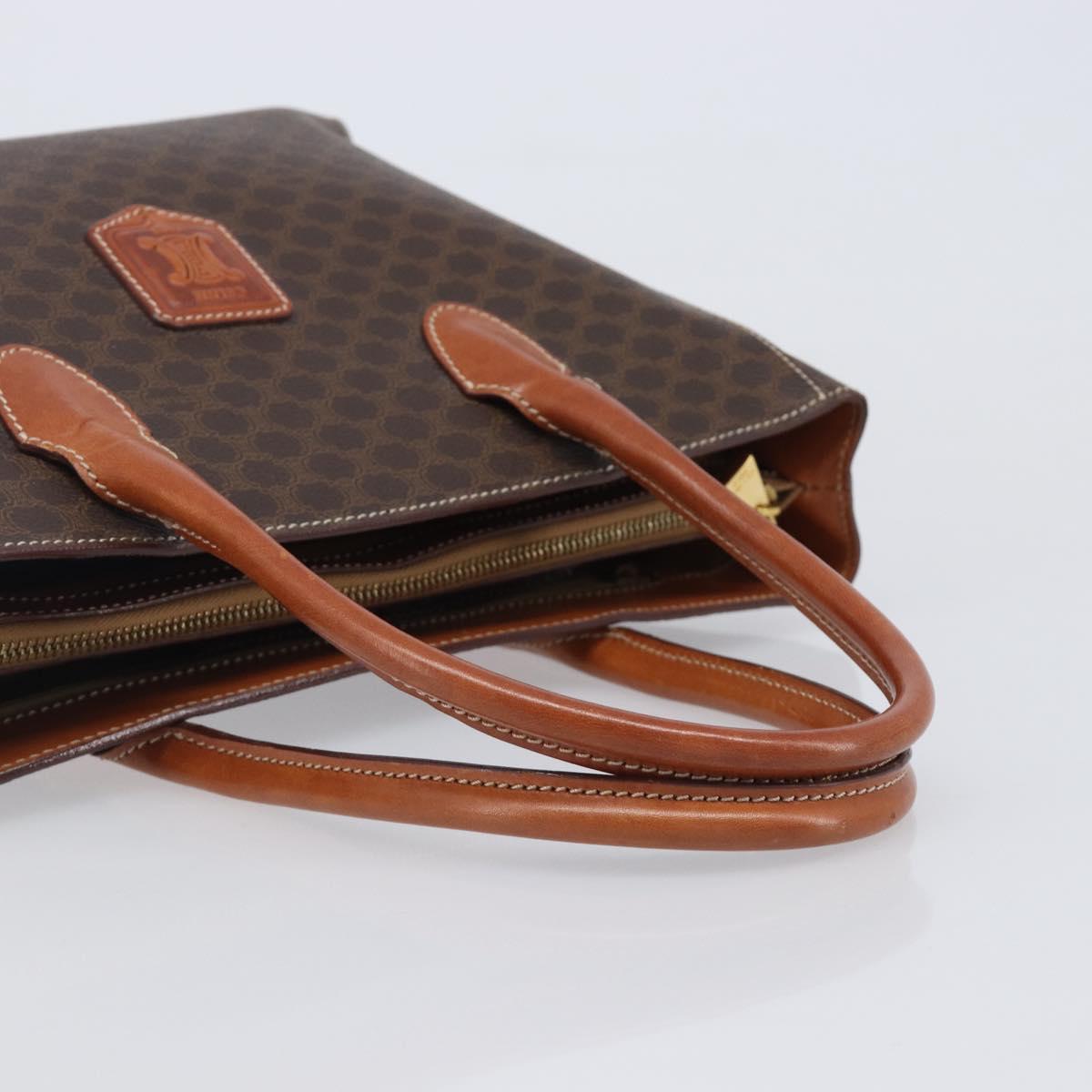 CELINE Macadam Hand Bag PVC Leather Brown Gold Tone Auth 204628V