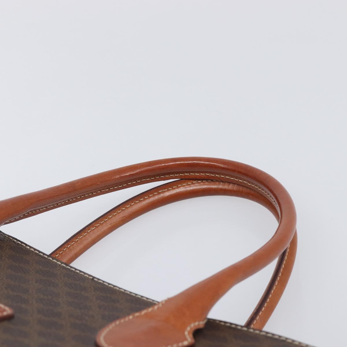 CELINE Macadam Hand Bag PVC Leather Brown Gold Tone Auth 204628V