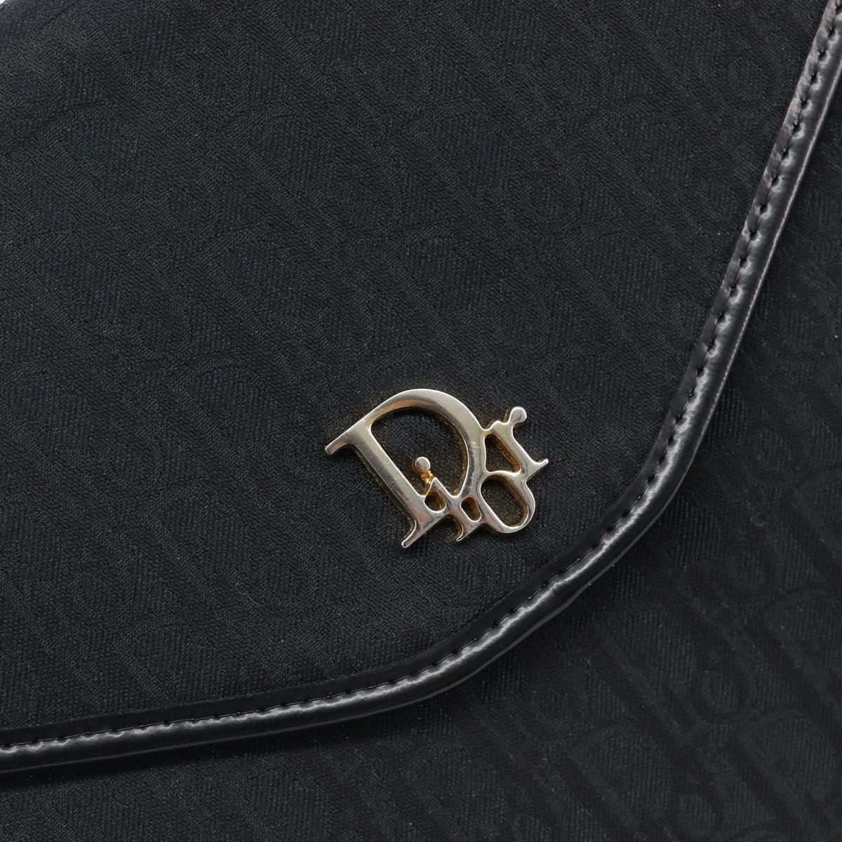 Christian Dior Trotter Canvas Chain Shoulder Bag Black Gold Tone Auth 204630V