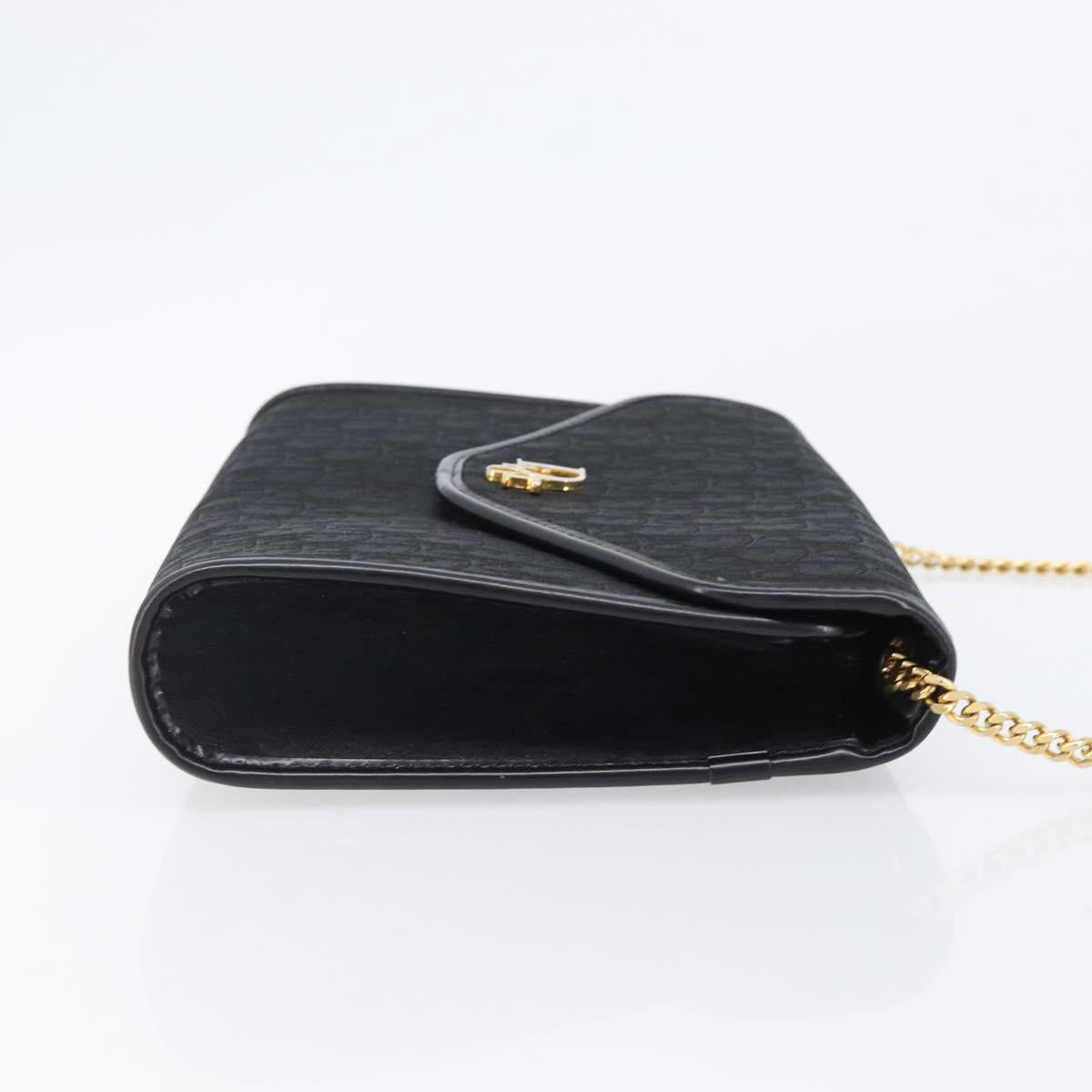 Christian Dior Trotter Canvas Chain Shoulder Bag Black Gold Tone Auth 204630V