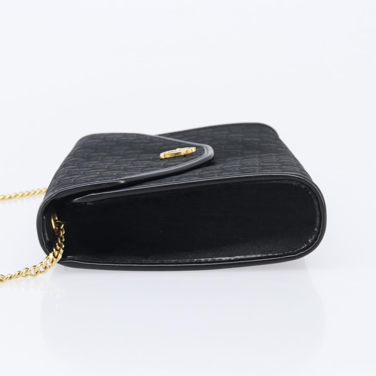 Christian Dior Trotter Canvas Chain Shoulder Bag Black Gold Tone Auth 204630V