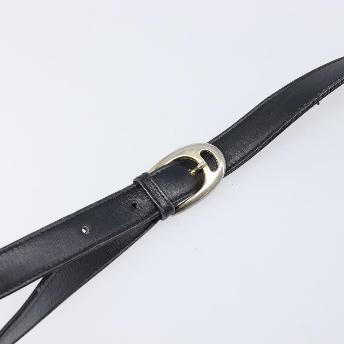 CELINE Horse Carriage Shoulder Bag Leather Black Gold Tone Auth 204631