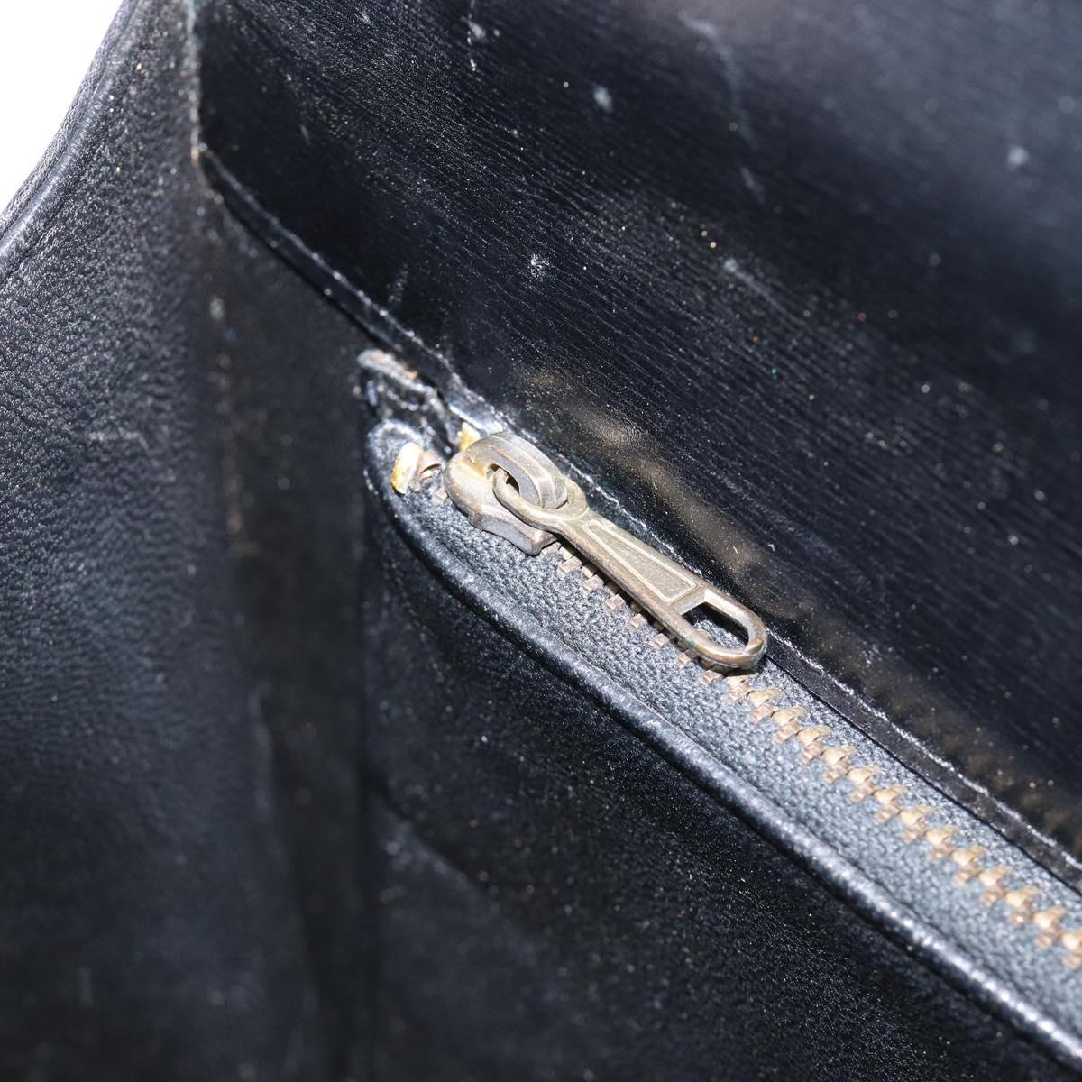CELINE Horse Carriage Shoulder Bag Leather Black Gold Tone Auth 204631