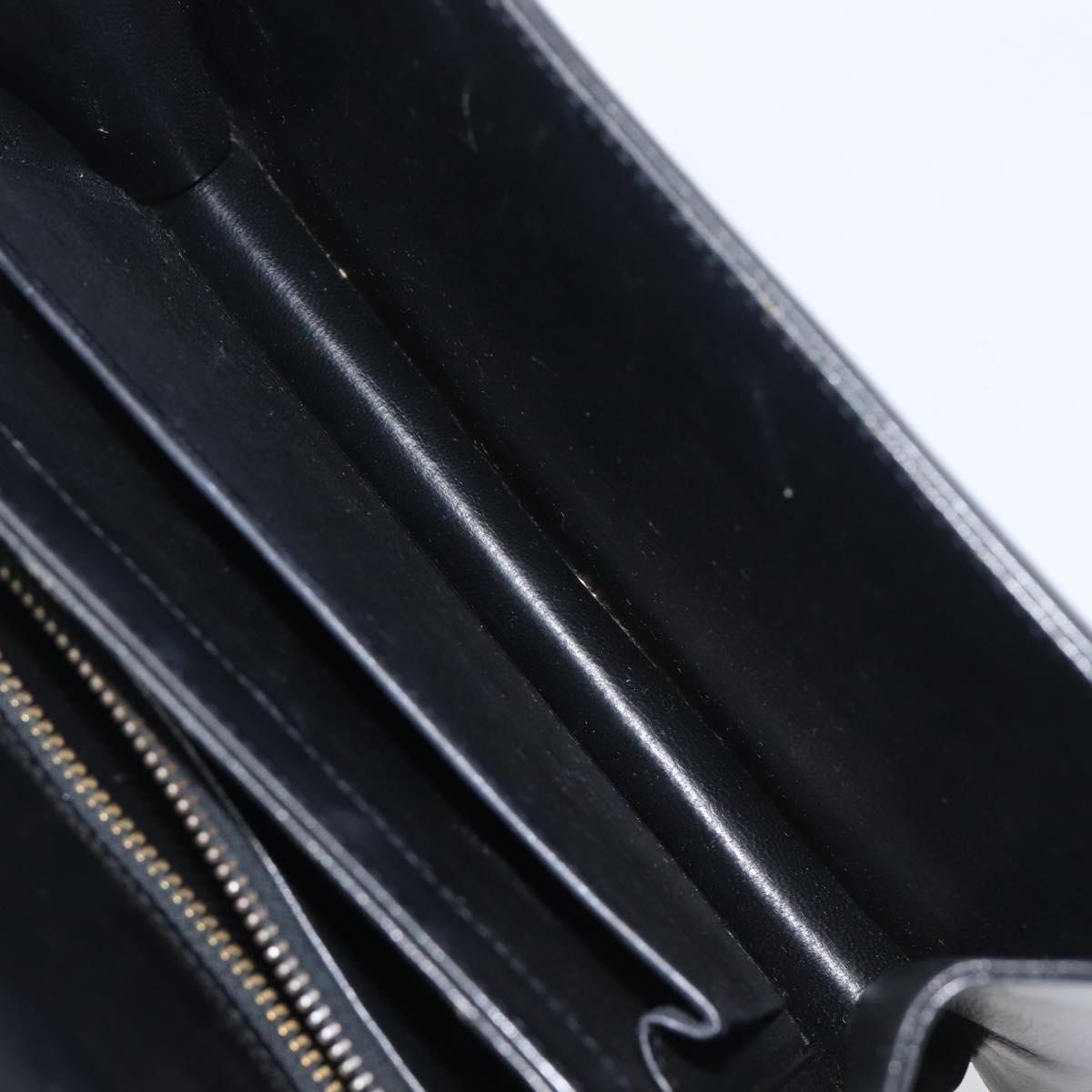 CELINE Horse Carriage Shoulder Bag Leather Black Gold Tone Auth 204631