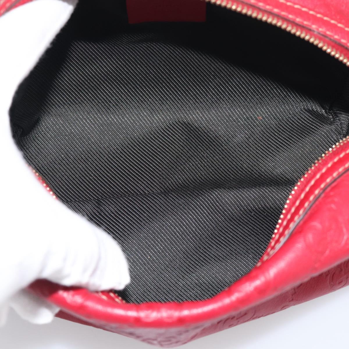GUCCI GuccissimaGG Cosmetics Pouch Leather Red Gold Tone 153227 Auth 204633V