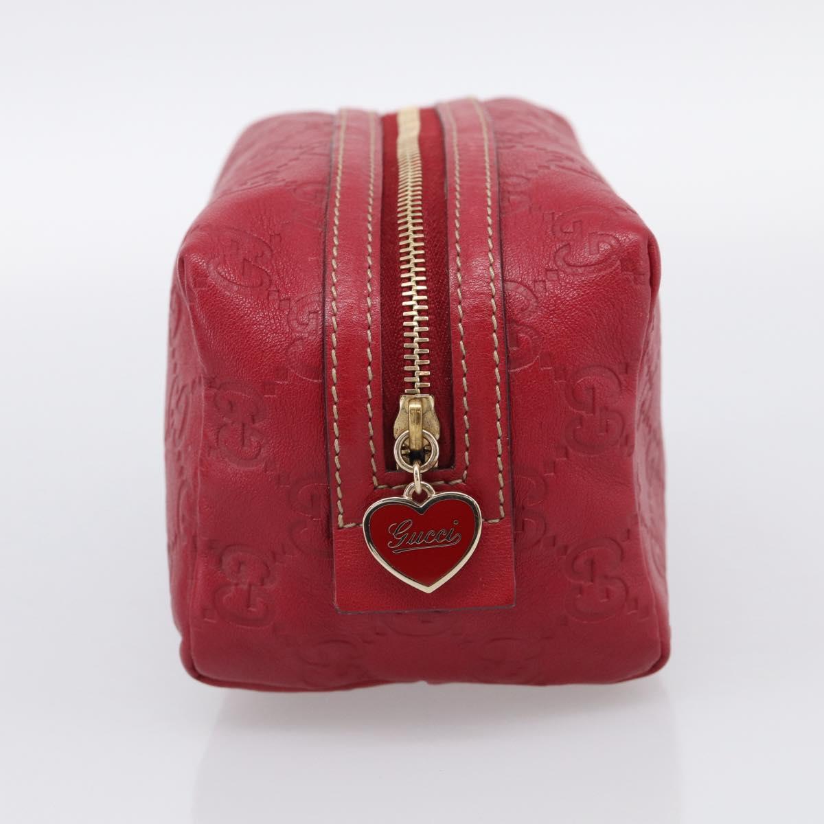 GUCCI GuccissimaGG Cosmetics Pouch Leather Red Gold Tone 153227 Auth 204633V