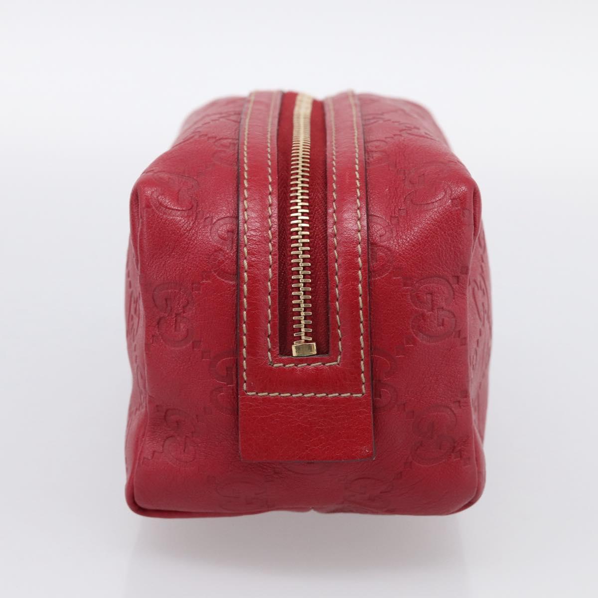 GUCCI GuccissimaGG Cosmetics Pouch Leather Red Gold Tone 153227 Auth 204633V