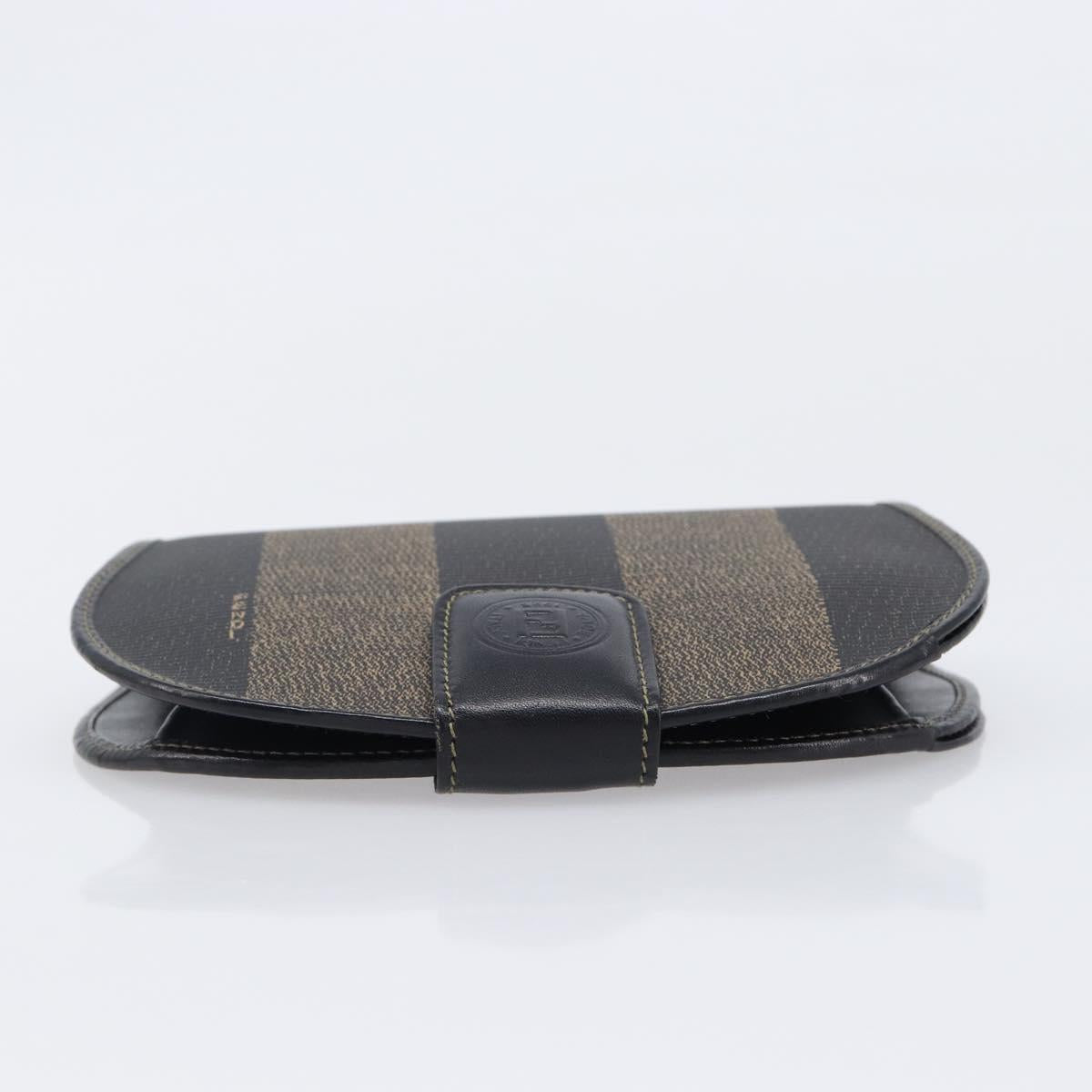 FENDI Pecan Compact Wallet PVC Leather Brown Auth 204634V