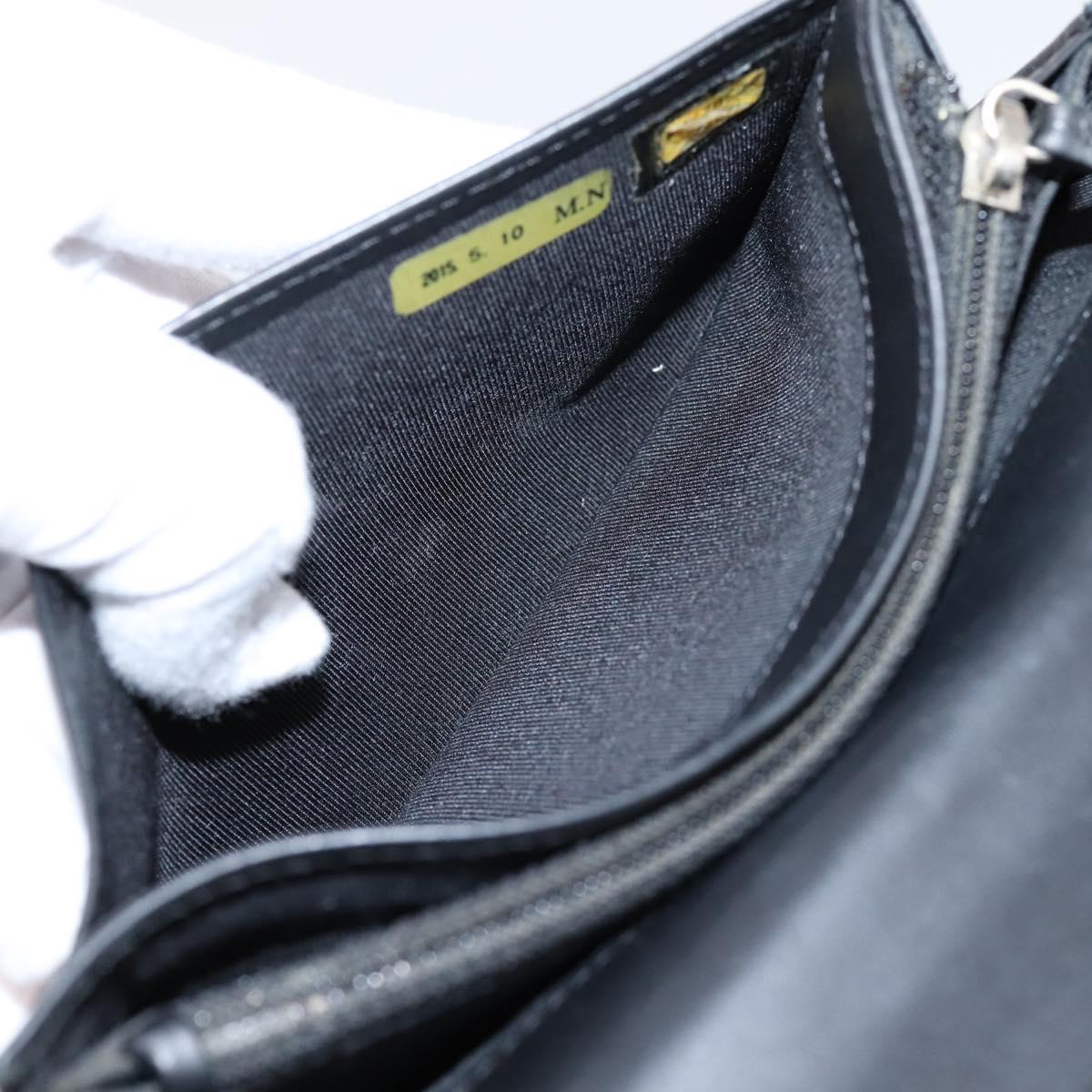 CHANEL Matelasse Long Wallet Patent Leather Black Silver CC Auth 204635