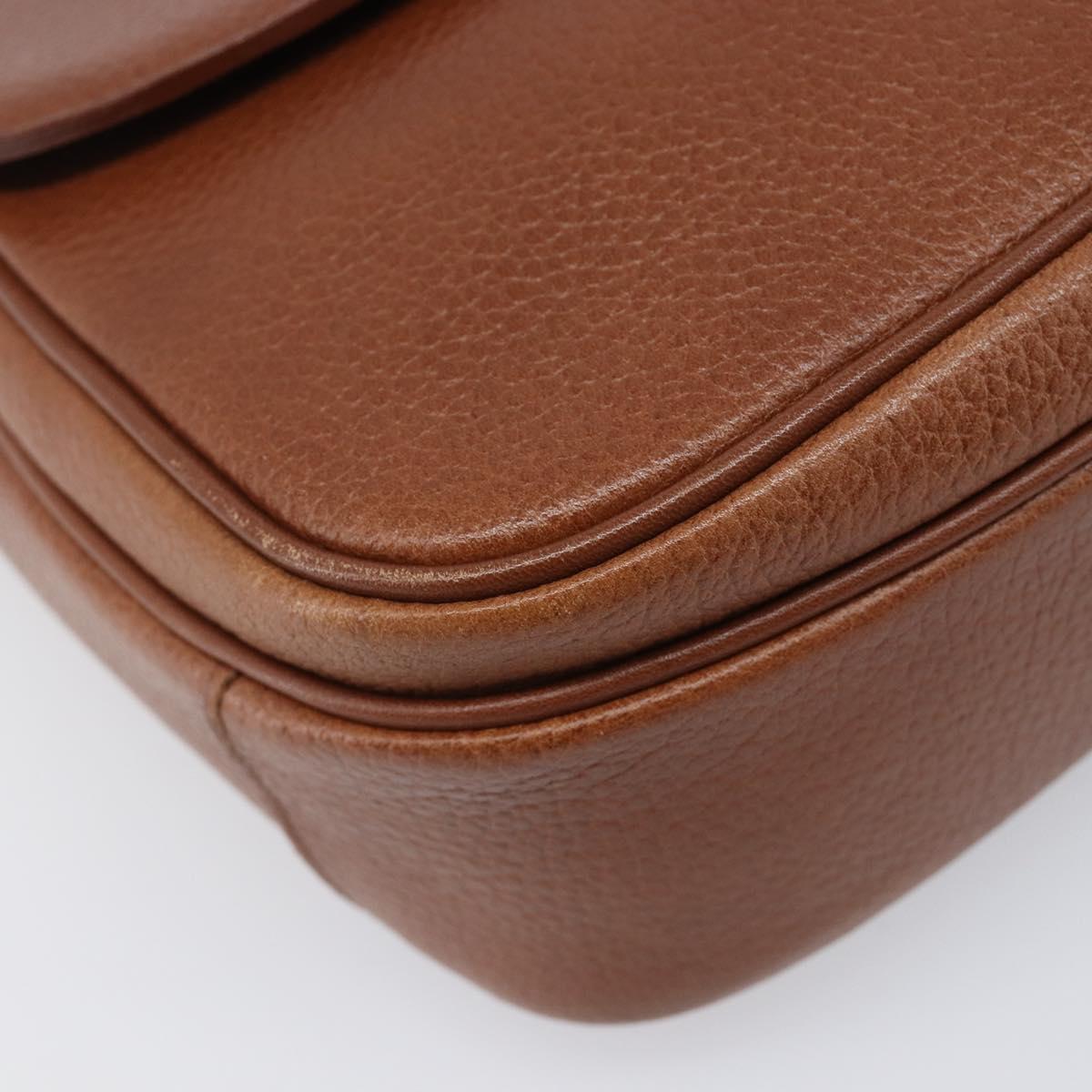 Burberrys Shoulder Bag Leather Brown Gold Tone Auth 204636