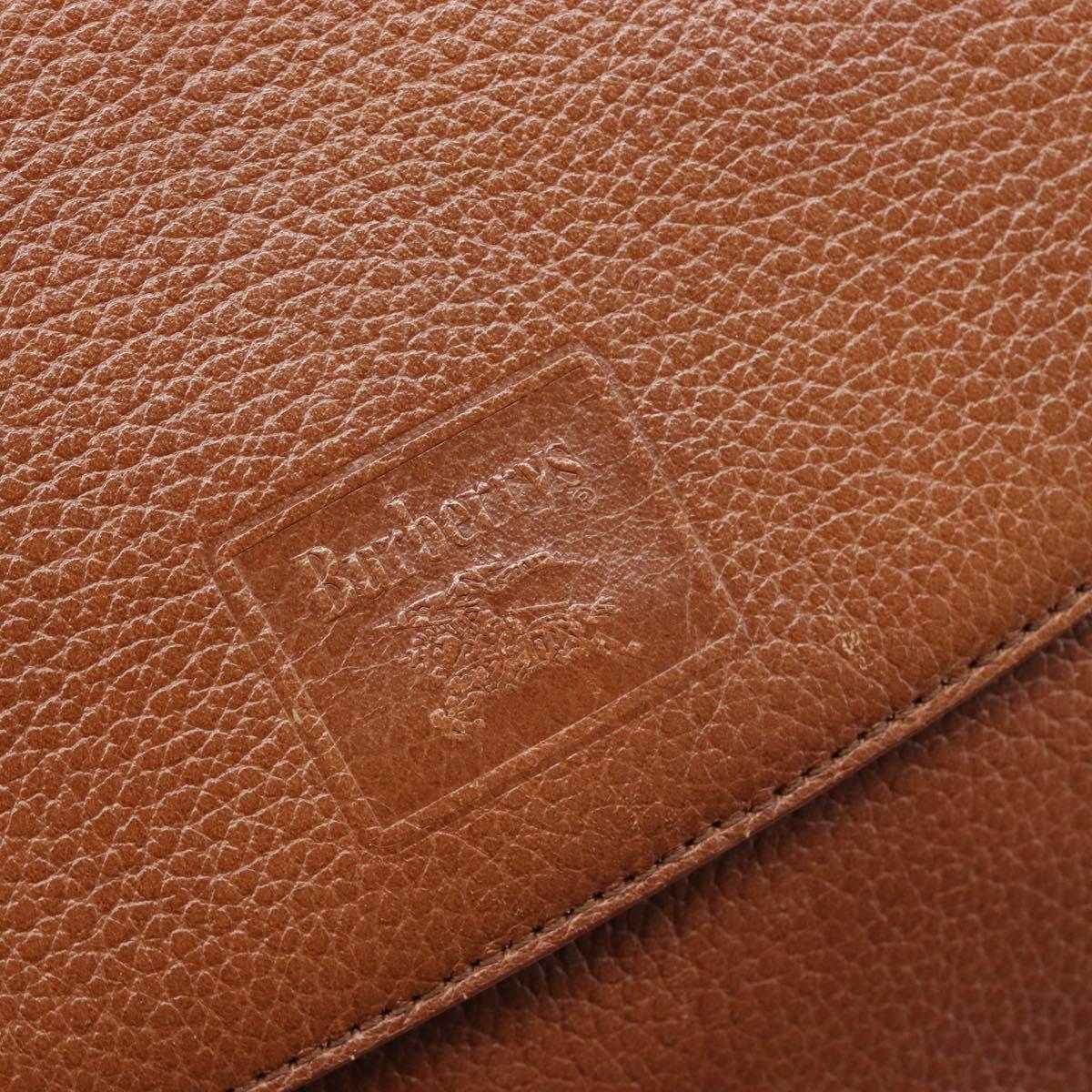 Burberrys Shoulder Bag Leather Brown Gold Tone Auth 204636