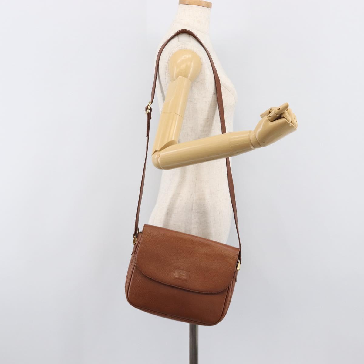 Burberrys Shoulder Bag Leather Brown Gold Tone Auth 204636
