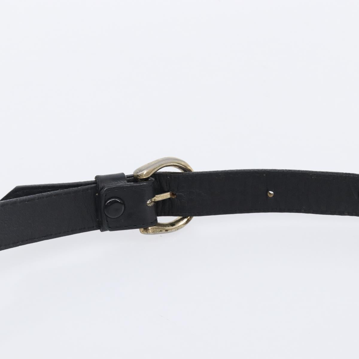 Burberrys Shoulder Bag Leather Black Gold Tone Auth 204637A