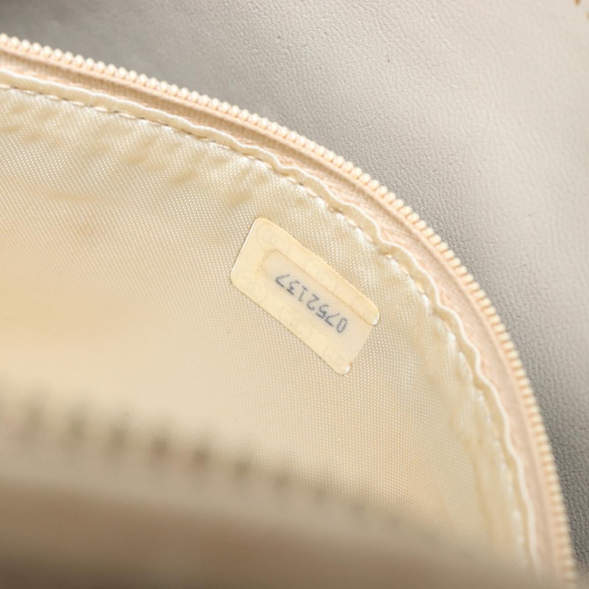 CHANEL Chain Shoulder Bag Leather Beige Gold Tone CC Auth 204639A