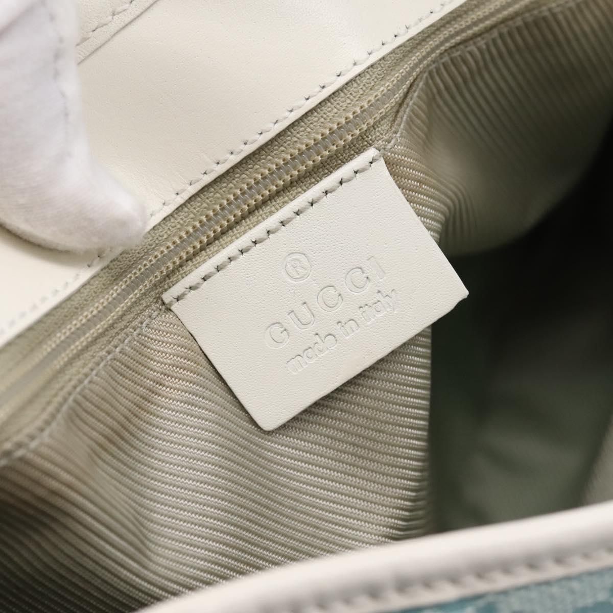 GUCCI GG Canvas Jackie Shoulder Bag Light Blue Gold Tone 001 4057 Auth 204640V