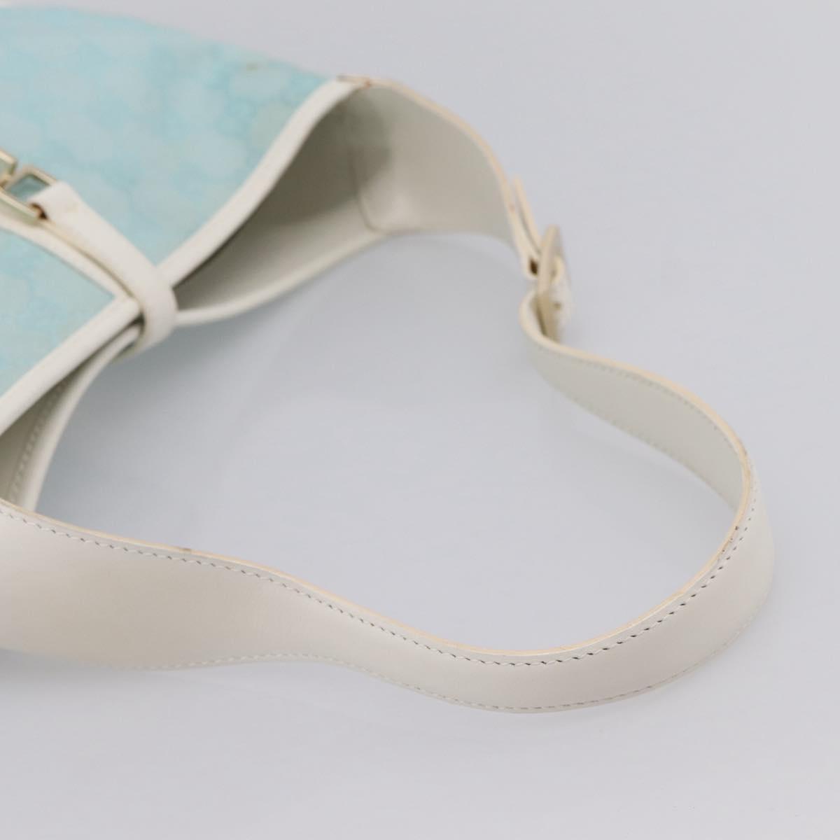 GUCCI GG Canvas Jackie Shoulder Bag Light Blue Gold Tone 001 4057 Auth 204640V