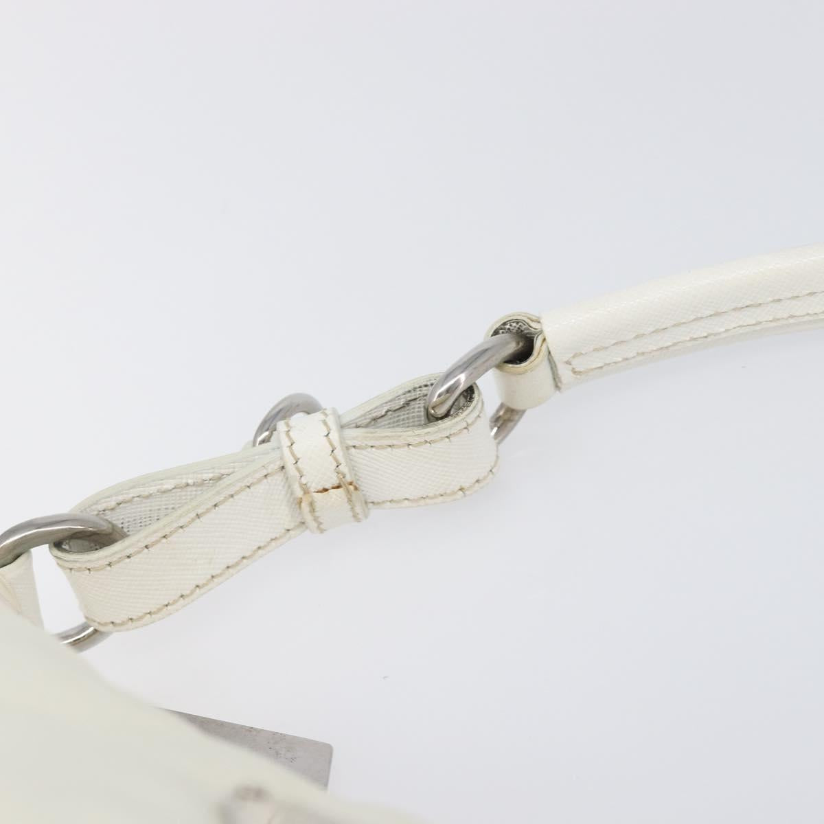 PRADA Shoulder Bag Nylon Ivory Silver Auth 204641A