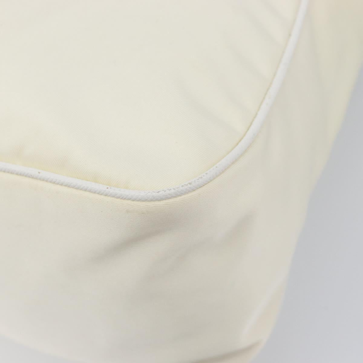 PRADA Shoulder Bag Nylon Ivory Silver Auth 204641A