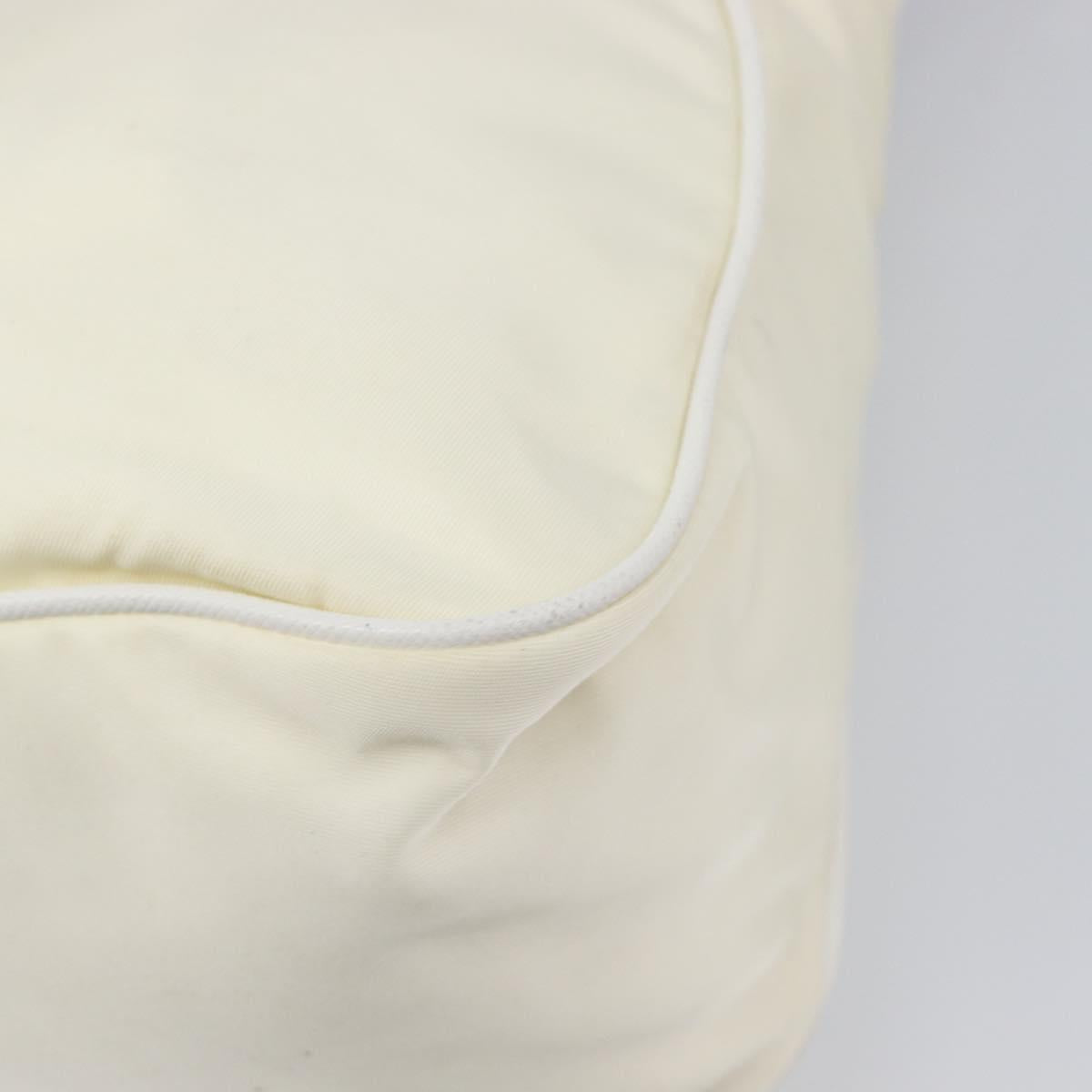 PRADA Shoulder Bag Nylon Ivory Silver Auth 204641A