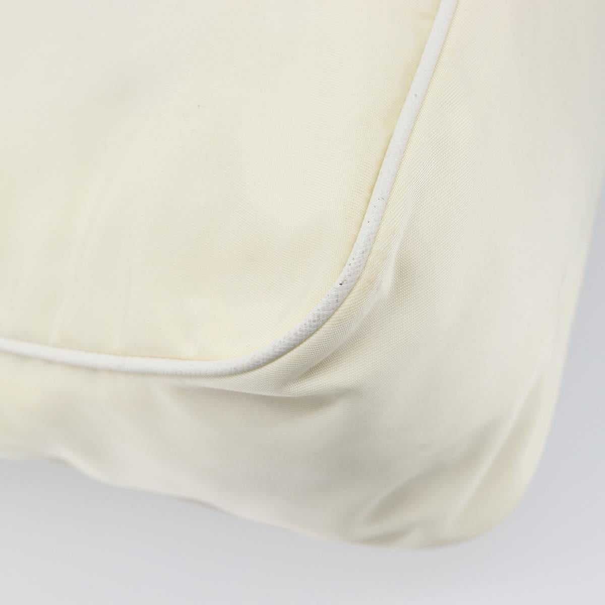 PRADA Shoulder Bag Nylon Ivory Silver Auth 204641A