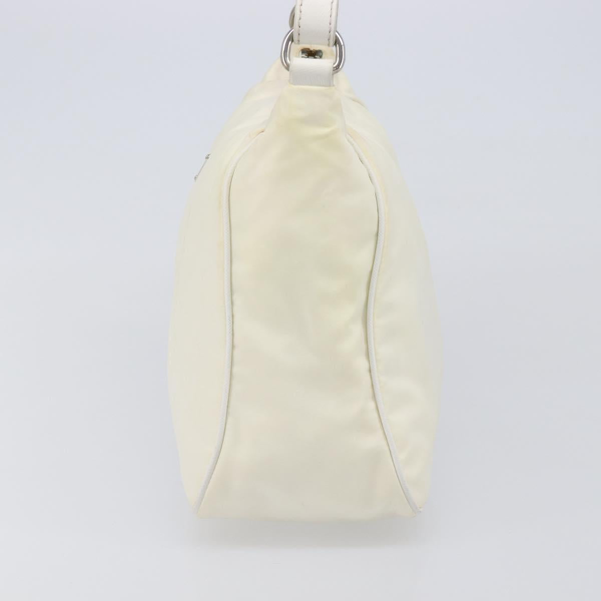 PRADA Shoulder Bag Nylon Ivory Silver Auth 204641A