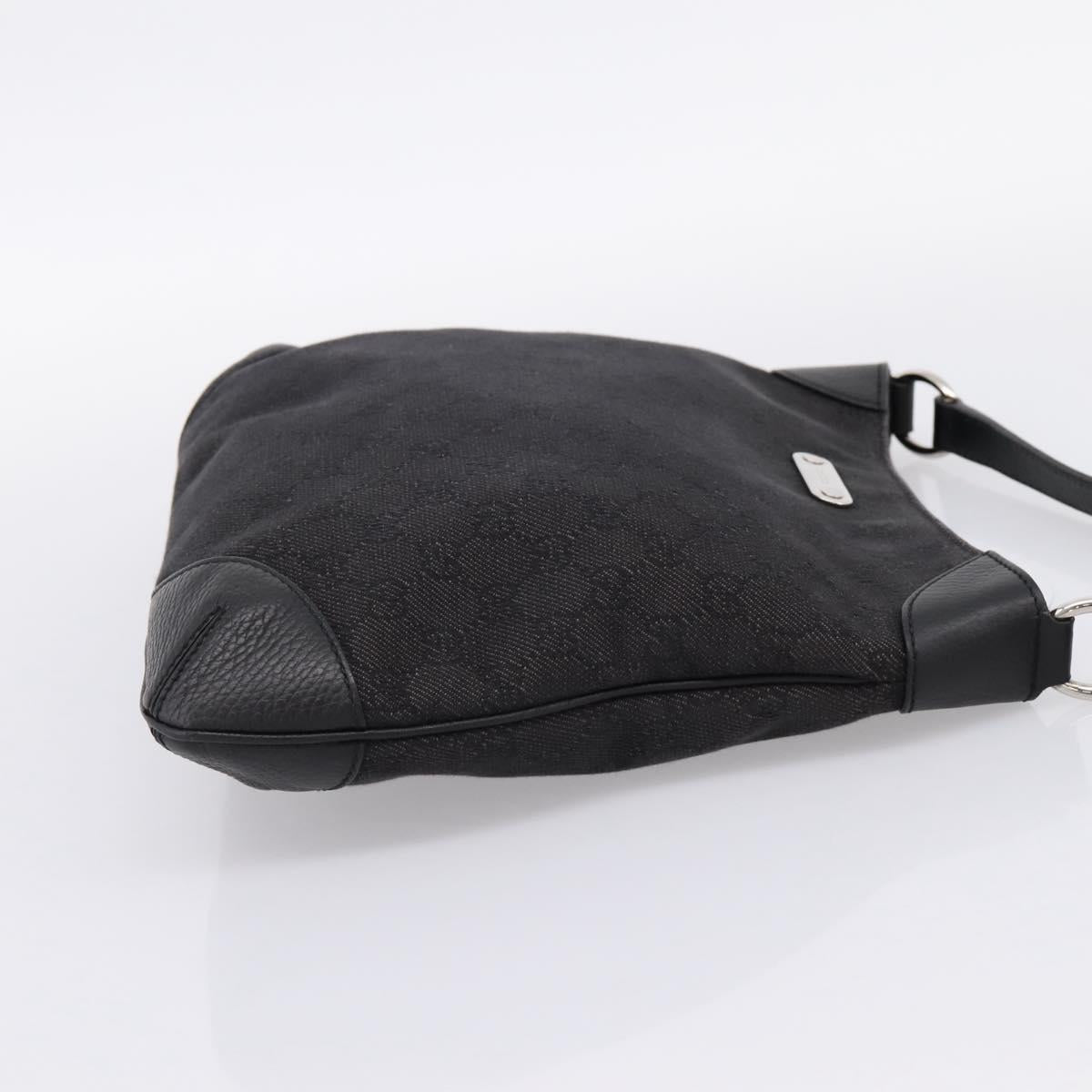 GUCCI GG Canvas Shoulder Bag Outlet Black Silver 196140 Auth 204643V