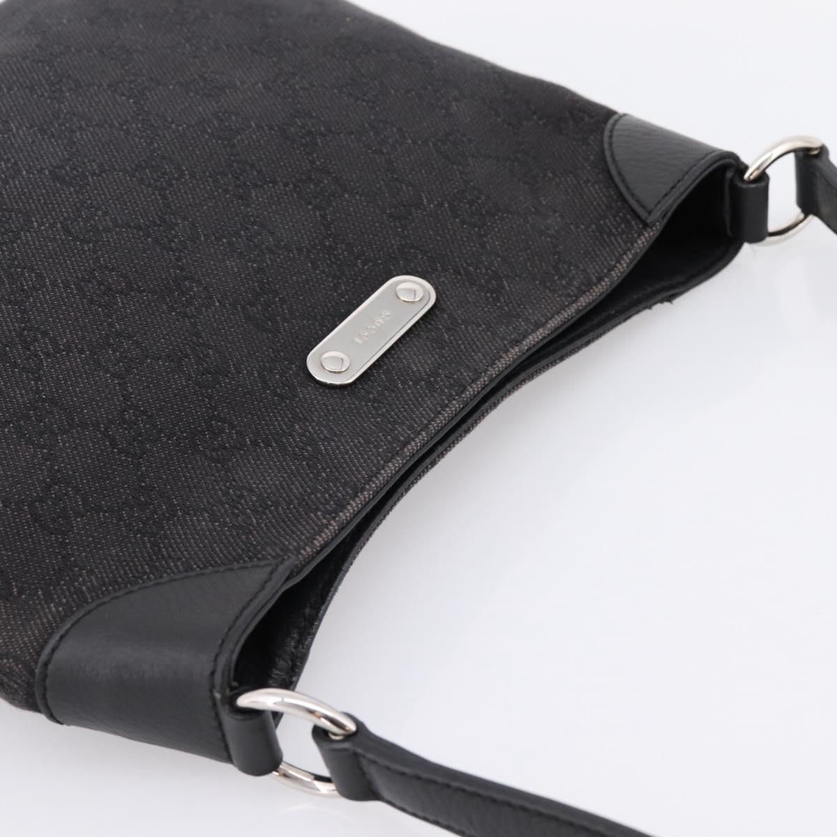 GUCCI GG Canvas Shoulder Bag Outlet Black Silver 196140 Auth 204643V