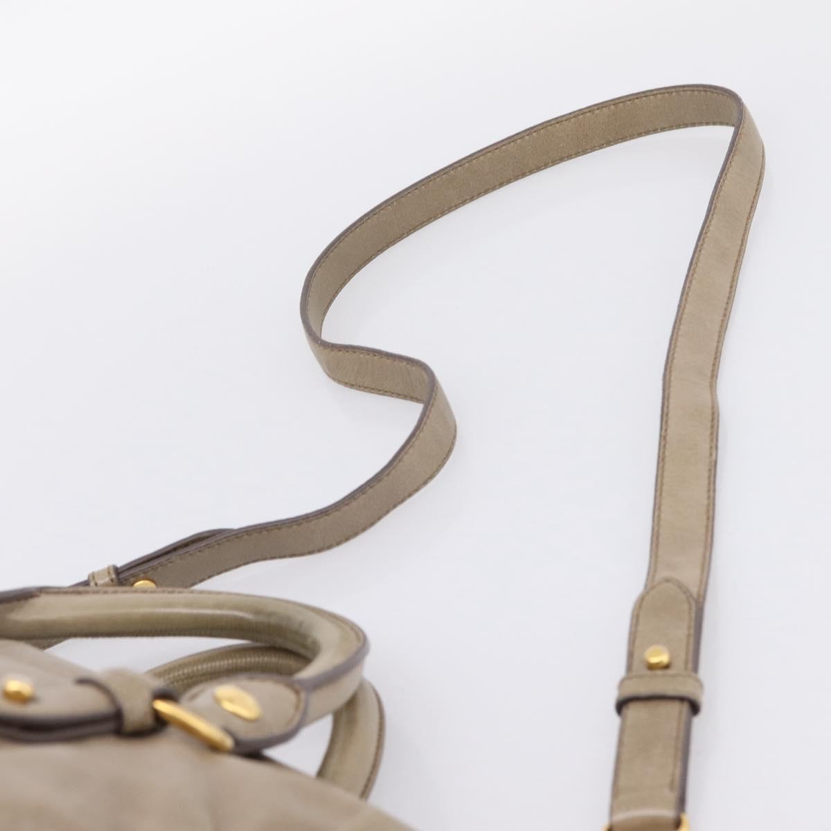Miu Miu Vitellolux Hand Bag Leather 2way Beige Gold Tone Auth 204644V