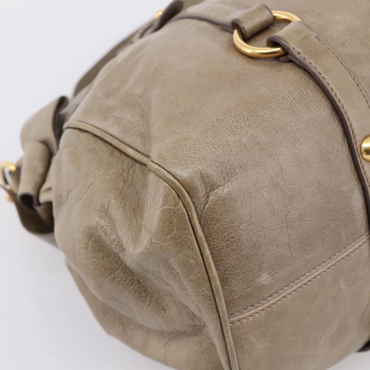 Miu Miu Vitellolux Hand Bag Leather 2way Beige Gold Tone Auth 204644V