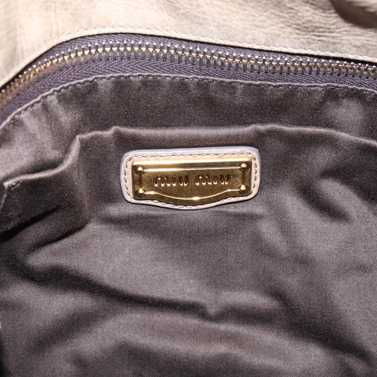Miu Miu Vitellolux Hand Bag Leather 2way Beige Gold Tone Auth 204644V