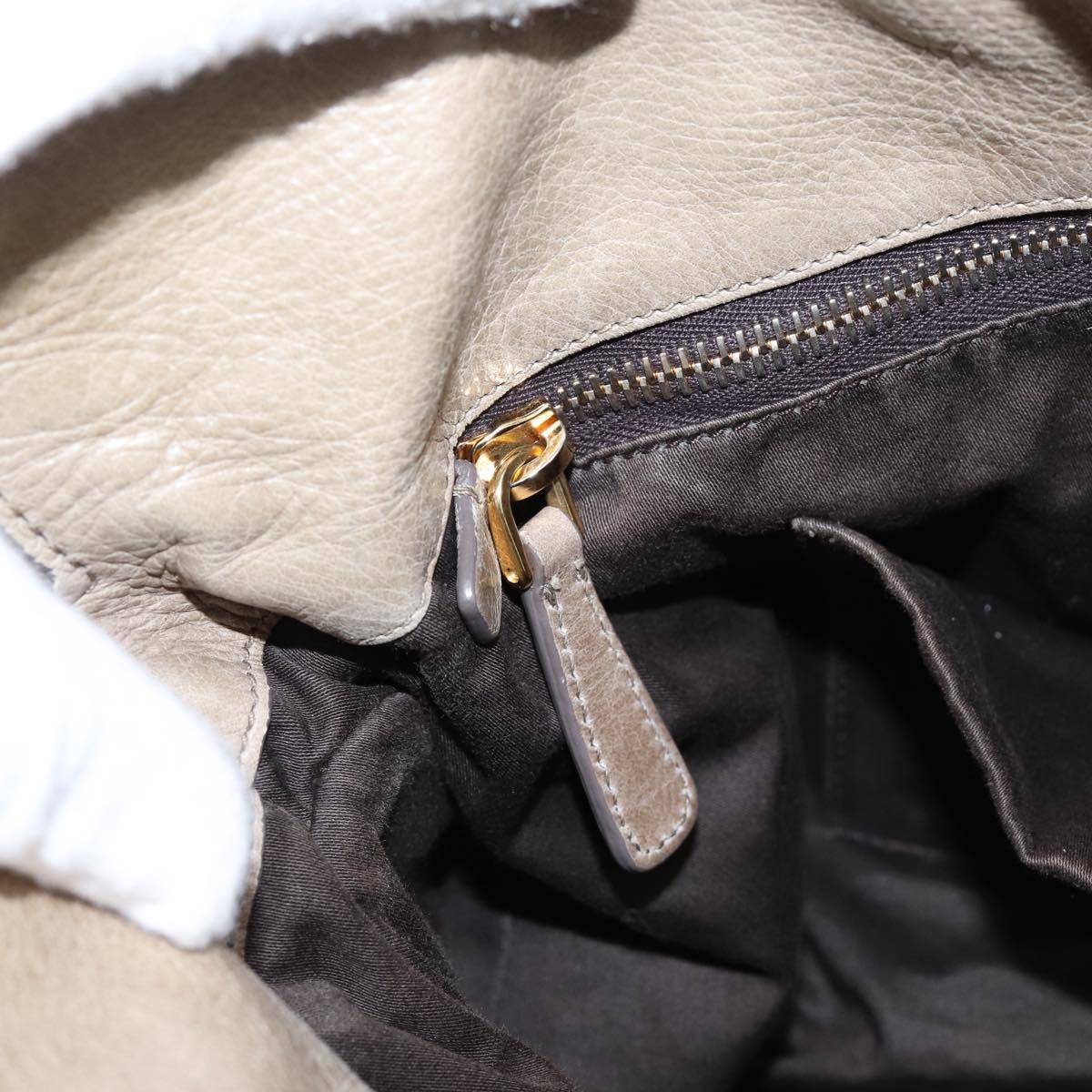 Miu Miu Vitellolux Hand Bag Leather 2way Beige Gold Tone Auth 204644V