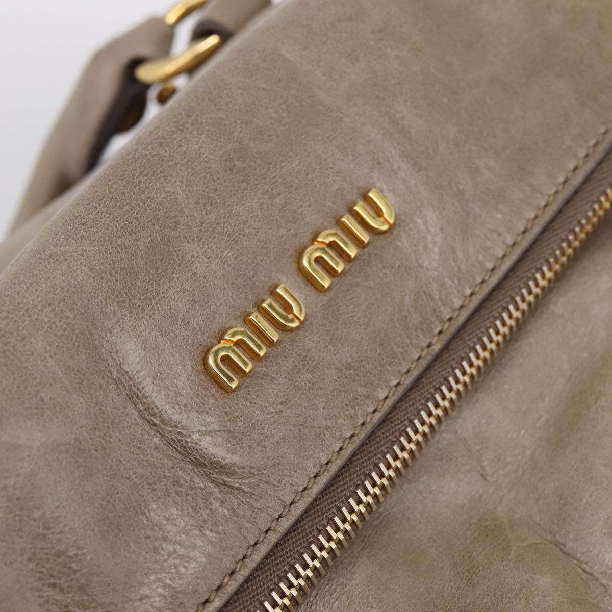 Miu Miu Vitellolux Hand Bag Leather 2way Beige Gold Tone Auth 204644V