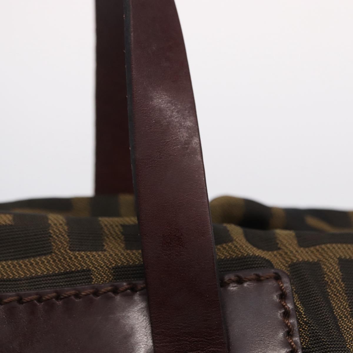 FENDI Zucca Canvas Hand Bag Brown Silver Auth 204645