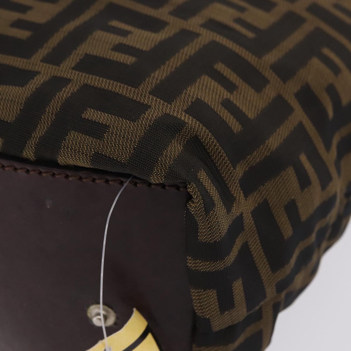 FENDI Zucca Canvas Hand Bag Brown Silver Auth 204645