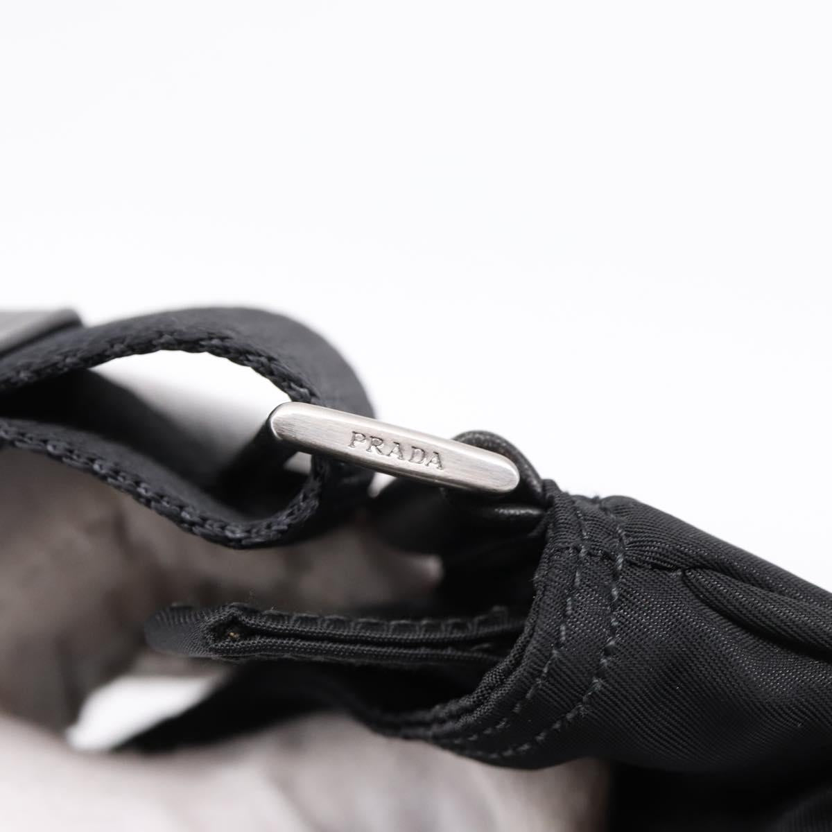 PRADA Shoulder Bag Nylon Black Silver Auth 204646A