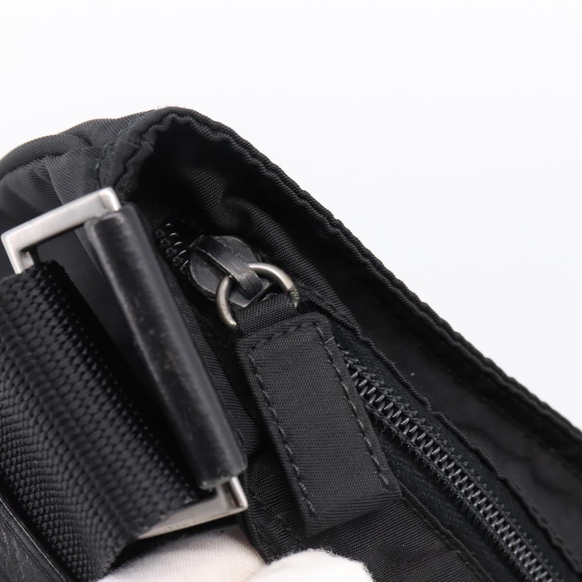 PRADA Shoulder Bag Nylon Black Silver Auth 204646A
