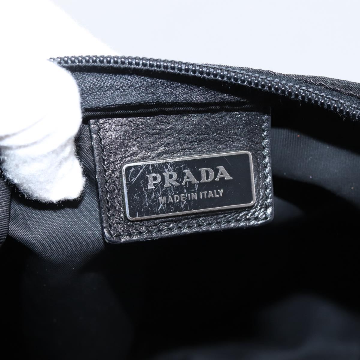 PRADA Shoulder Bag Nylon Black Silver Auth 204646A