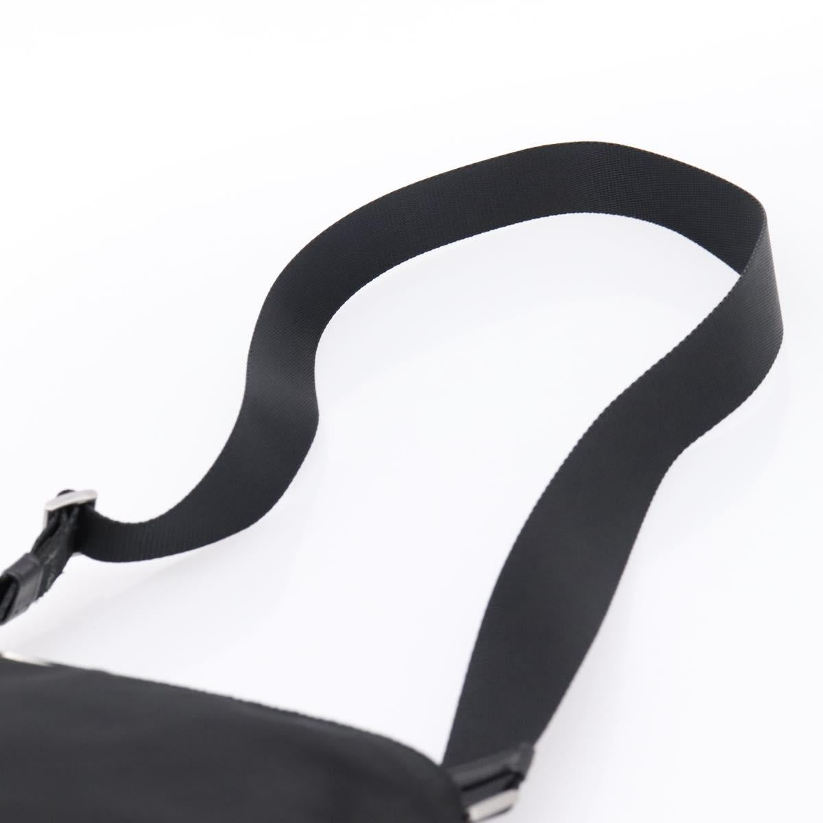 PRADA Shoulder Bag Nylon Black Silver Auth 204646A