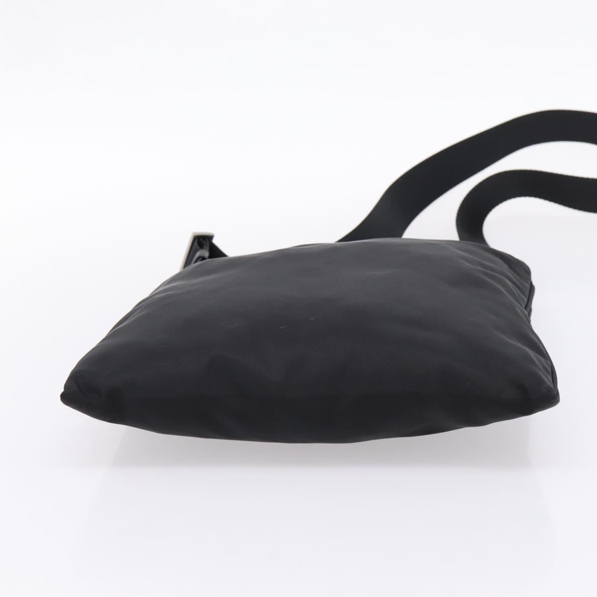 PRADA Shoulder Bag Nylon Black Silver Auth 204646A