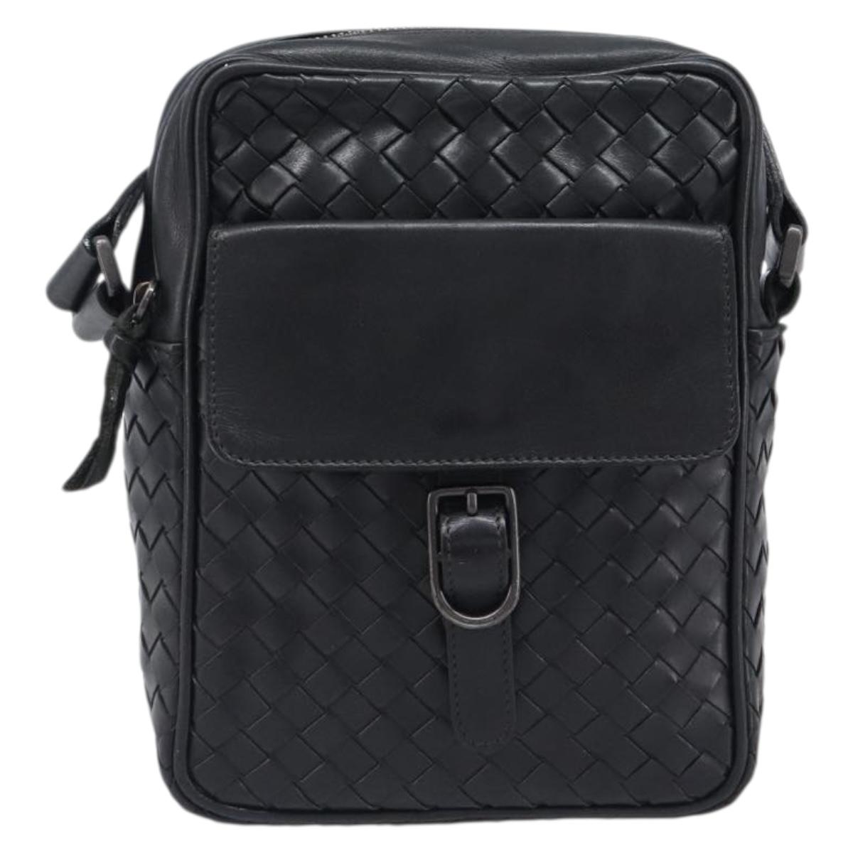 BOTTEGA VENETA INTRECCIATO Shoulder Bag Leather Black 113092 Auth 204647V