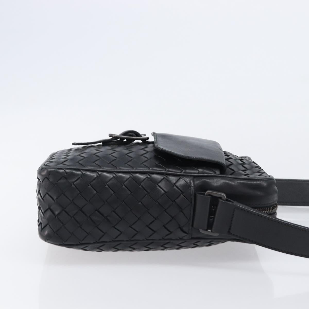 BOTTEGA VENETA INTRECCIATO Shoulder Bag Leather Black 113092 Auth 204647V