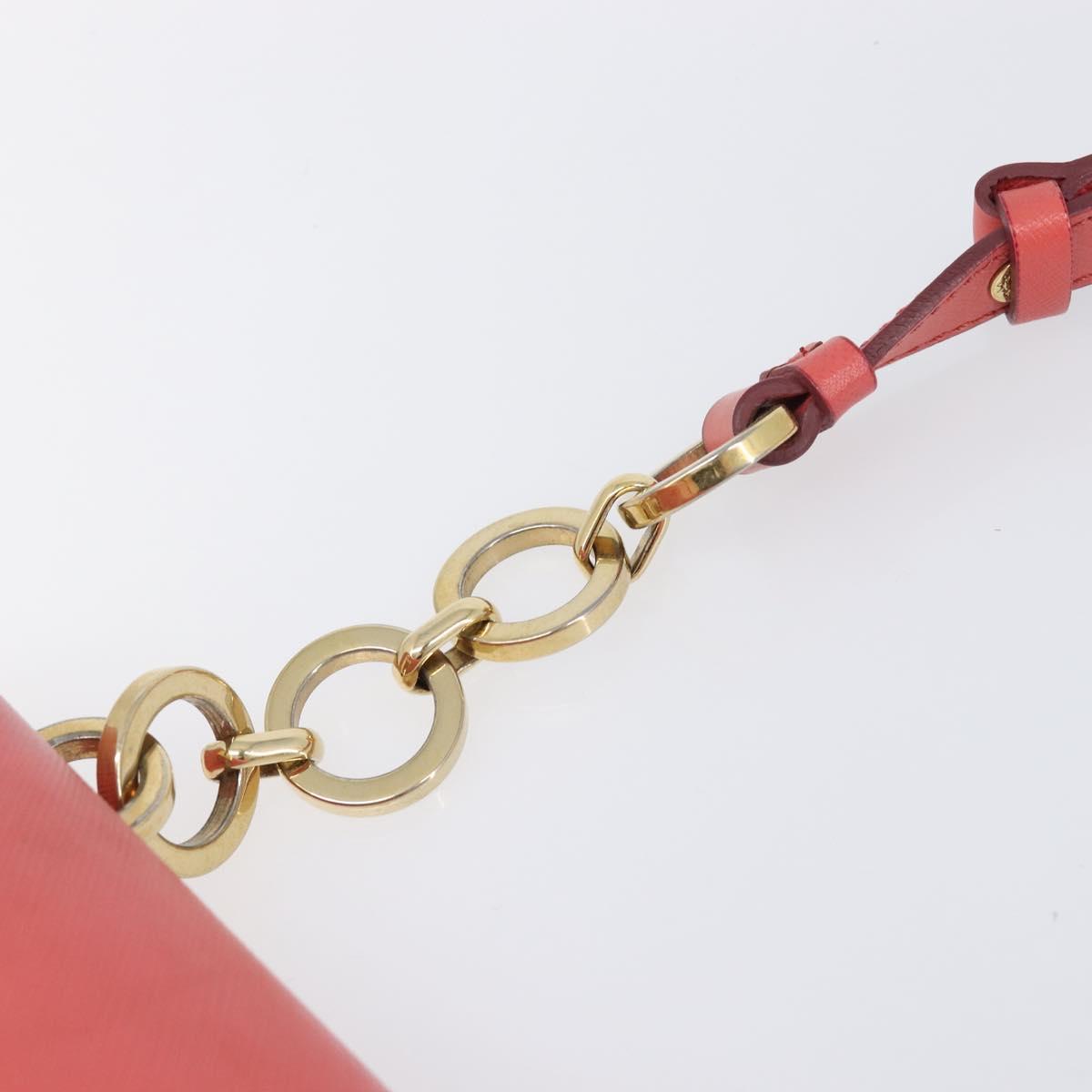Salvatore Ferragamo Gancini Chain Shoulder Bag Leather Pink Gold Auth 204648A