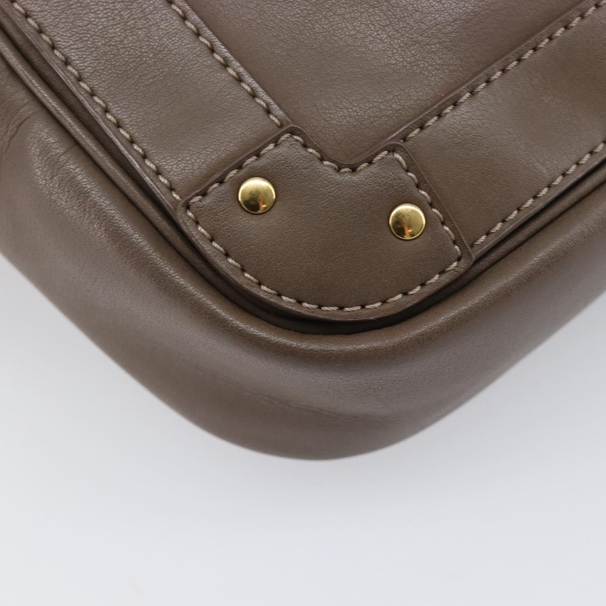 Chloe Eden Shoulder Bag Leather Beige Gold Tone Auth 204650A
