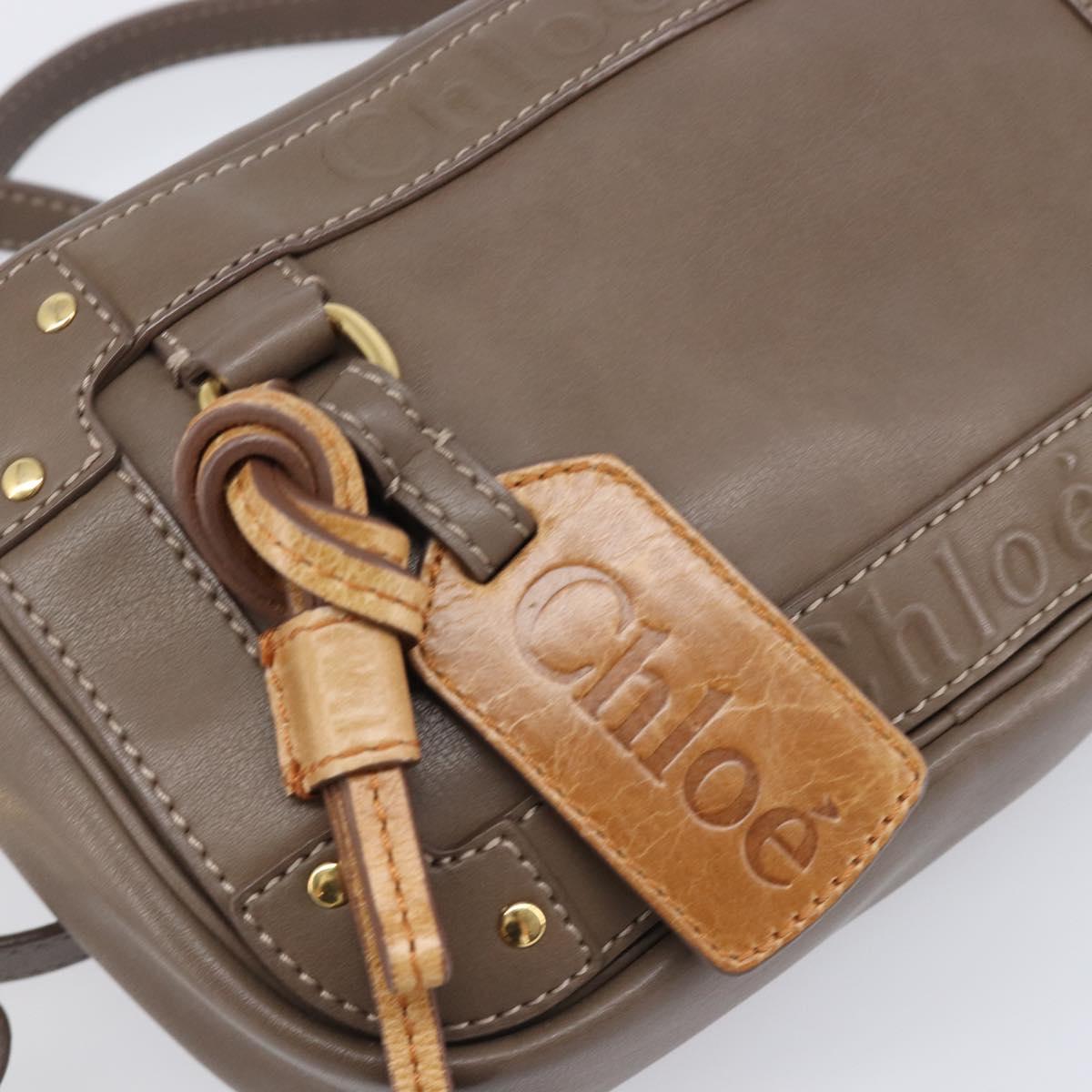 Chloe Eden Shoulder Bag Leather Beige Gold Tone Auth 204650A